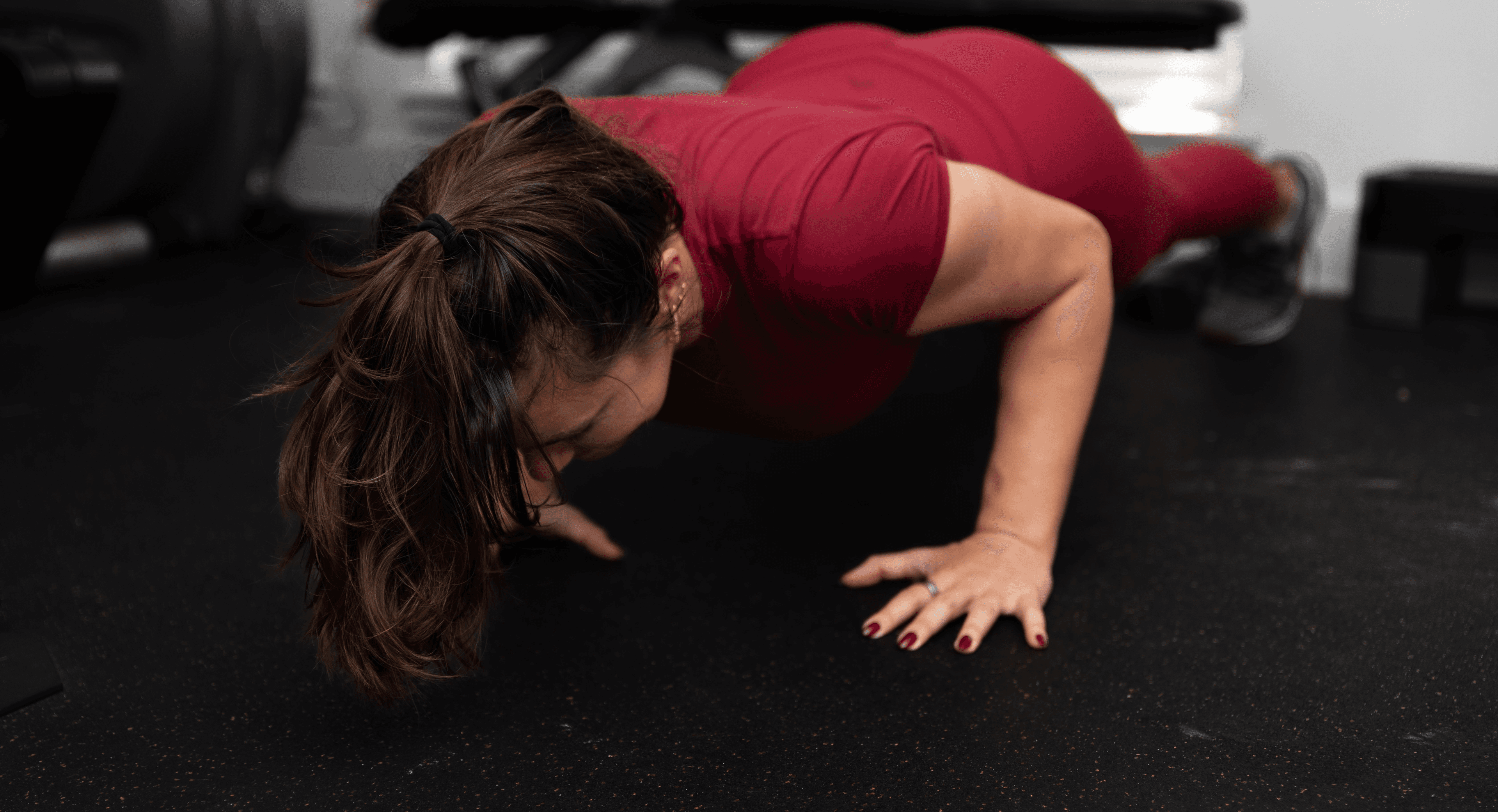 Julia Hanson demonstrating a fitness exercise